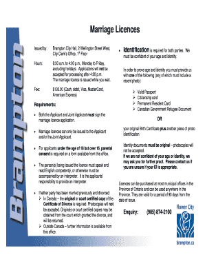 Marriage License Brampton  Form