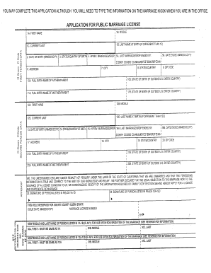 Marriage License San Luis Obispo  Form