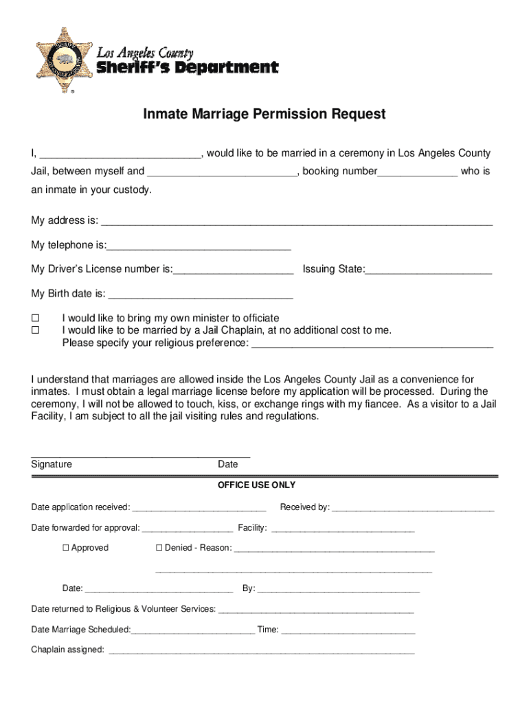 Cdcr Marriage Packet PDF  Form