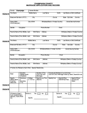 Champaign County Marriage License  Form