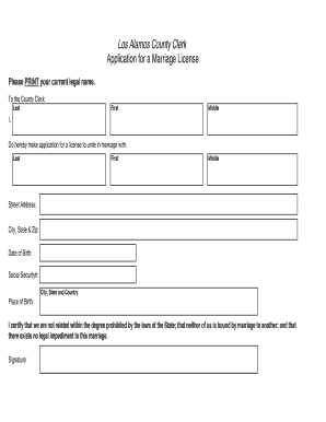 Marriage Application 02 25 09 Losalamosnm  Form