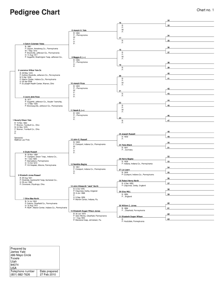  20 Generation Pedigree Chart 2010-2024