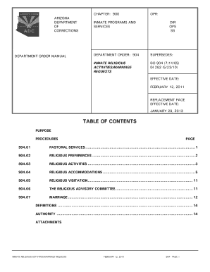 Inmate Marriage Packet Arizona  Form