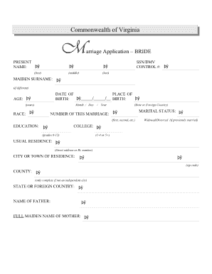 Virginia Marriage Certificate Sample  Form