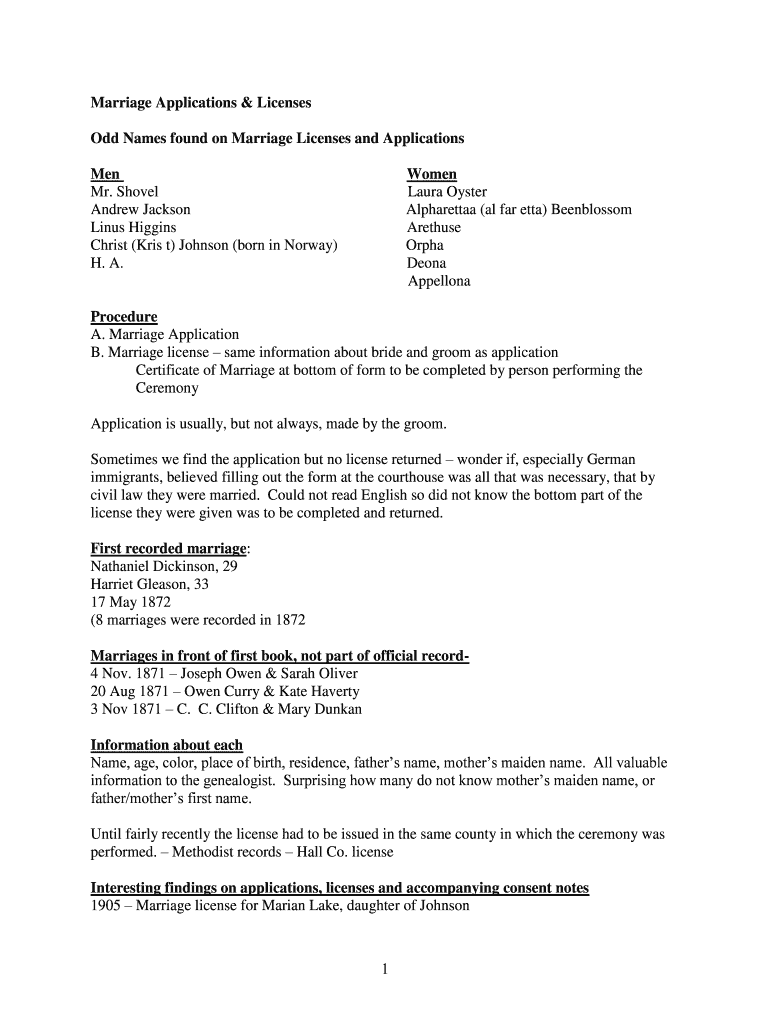 Marriage Applications &amp; Licenses  Form