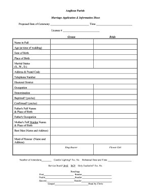 Anglican Parish Marriage Application &amp; Information Reocities