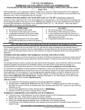 Applying for a Marriage License Form