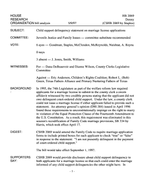 HOUSE HB 2069 RESEARCH Denny ORGANIZATION Bill Analysis 5997 Hro House State Tx  Form