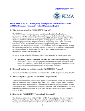 FY Emergency Management Performance Grants FEMA Fema