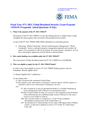 Fiscal Year FY Tribal Homeland Security Grant FEMA Fema  Form