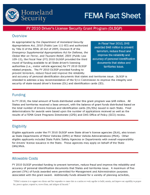 FY Driver&#039;s License Security Grant Program DLSGP Overview Fema  Form