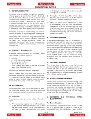 RATING Previous Section Next Section Table of FEMA Fema  Form