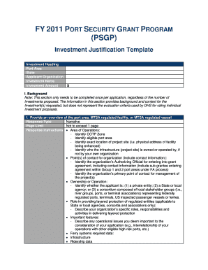 FY2011 PSGP Investment Justification PDF FEMA Fema  Form