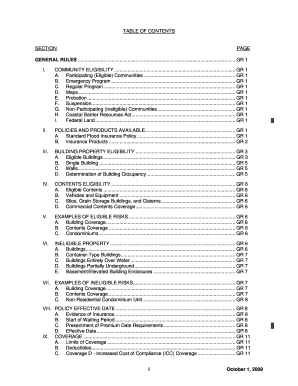 TABLE of CONTENTS SECTION PAGE I October 1, GENERAL RULES Fema  Form