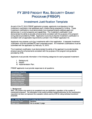 FRSGP Investment Justification DOC Fema  Form