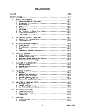 TABLE of CONTENTS SECTION PAGE I May 1, GENERAL RULES Fema  Form