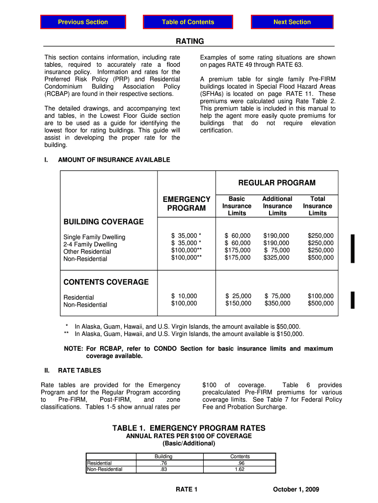 RATING BUILDING COVERAGE EMERGENCY PROGRAM Fema  Form