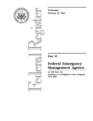 44 CFR Part 152 Assistance to Firefighters Grant Program Final Rule Fema  Form