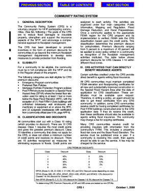 COMMUNITY RATING SYSTEM PREVIOUS SECTION TABLE of CONTENTS NEXT Fema  Form