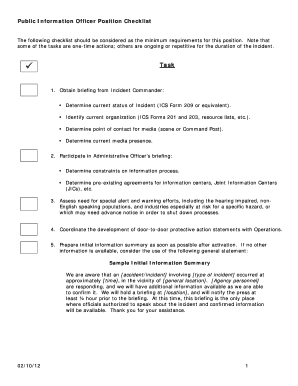 Public Information Officer Checklist