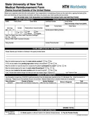 State University of New York Medical Reimbursement Form Www2 Binghamton