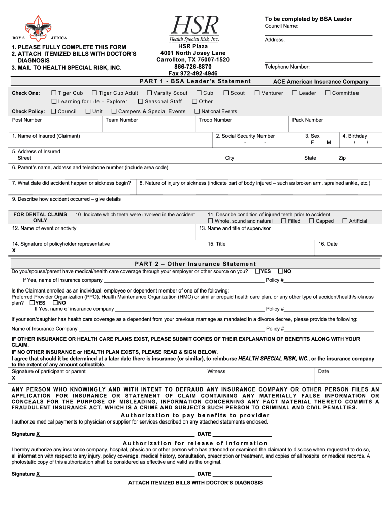 BSA Insurance Claim Form RTPnet Rtpnet