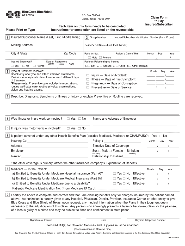 Bcbstx Downloadable Forms