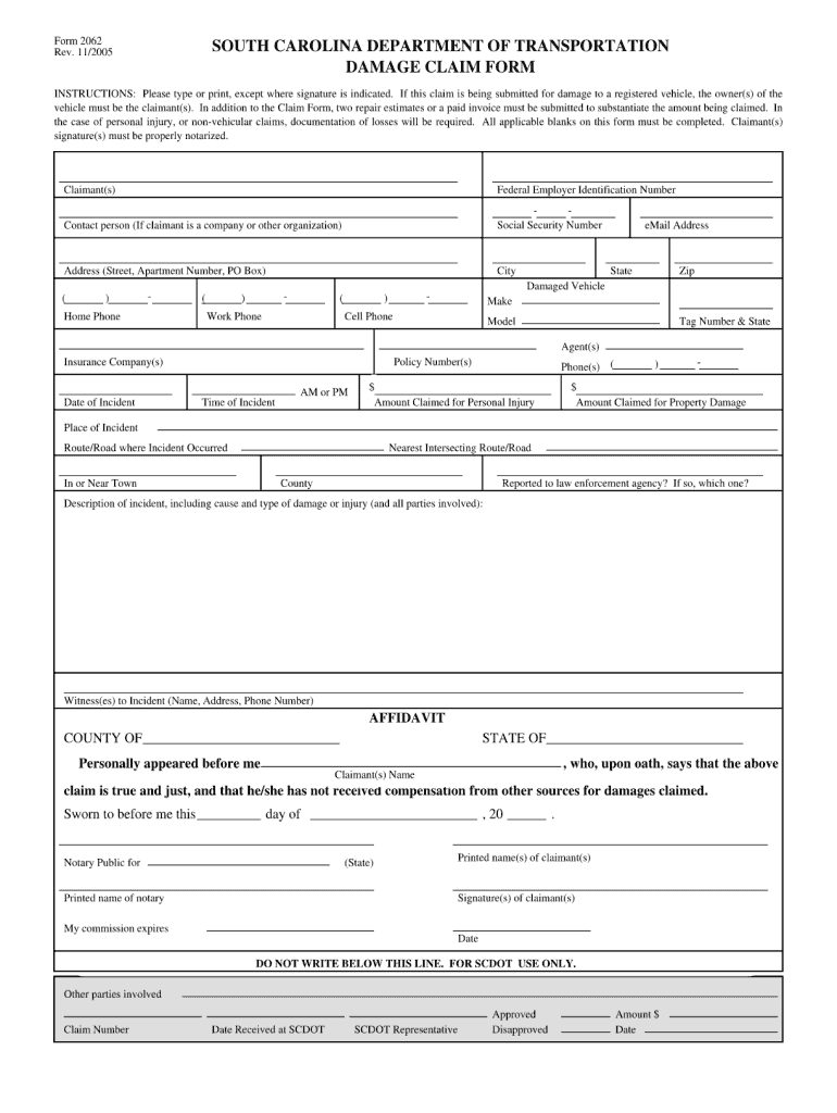 Get and Sign Scdot Claim Form 2005-2022