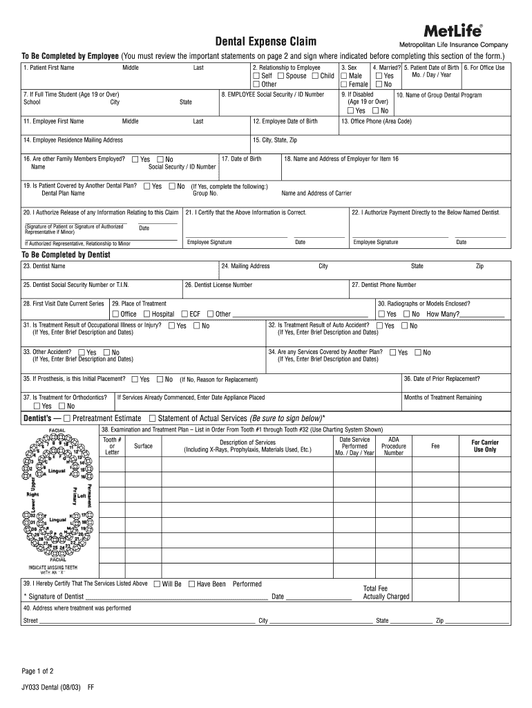 Dental Claim Form