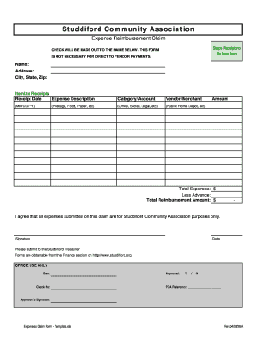 Expenses Form Template Uk