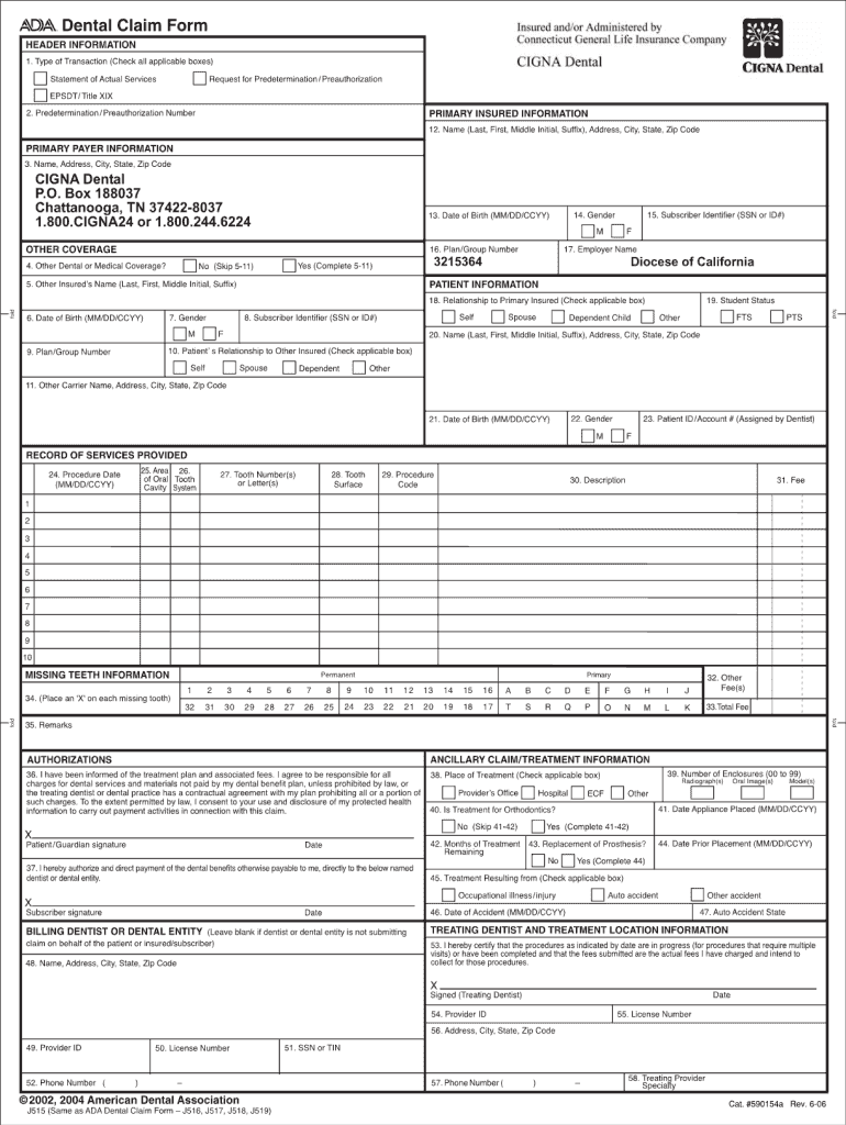 Cigna Dental Claims Address  Form