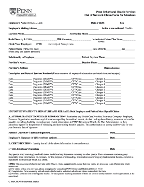 Behavioral Health Claim Form