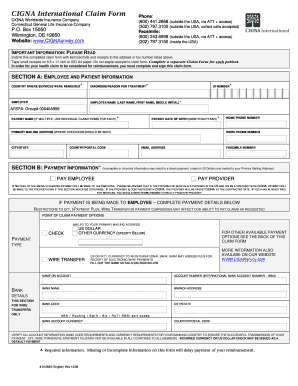 Cigna International Reimbursement Form