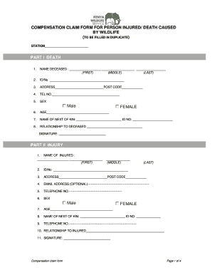 Kws Compensation Claim Form