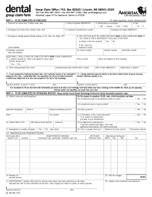 Ameritas Dental Claim Address  Form