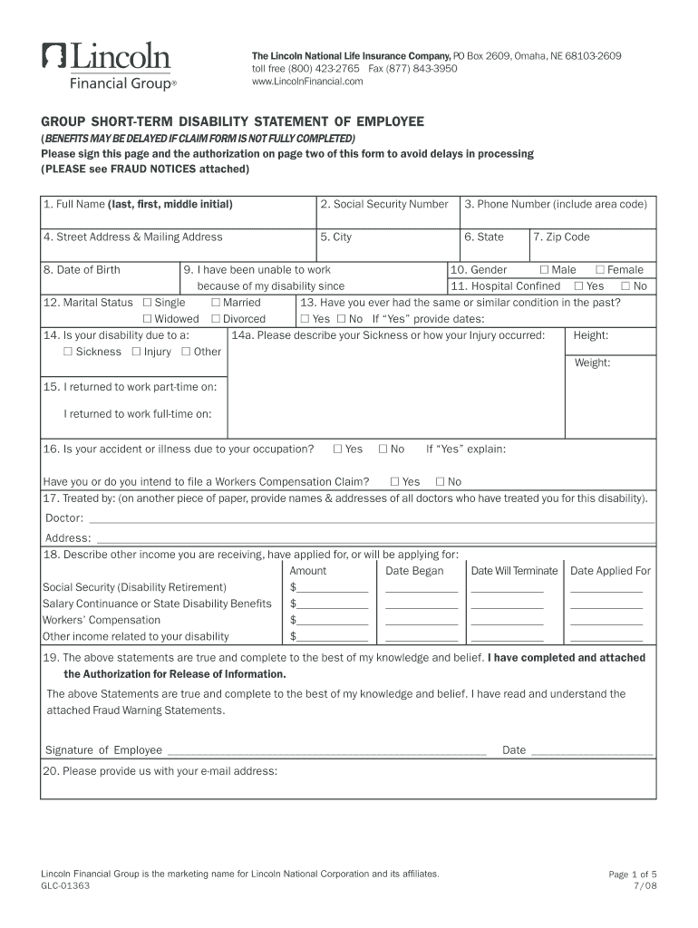 Get and Sign Lincoln Glc 01363 Form 2008-2022