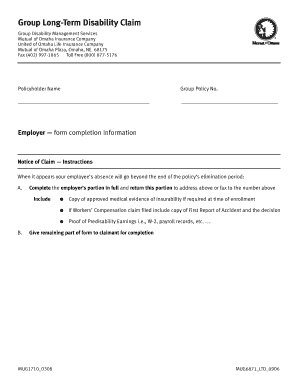 Mutual of Omaha Disability Claim  Form