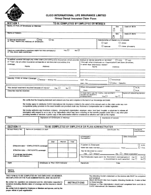 Clico Dental Plan Form