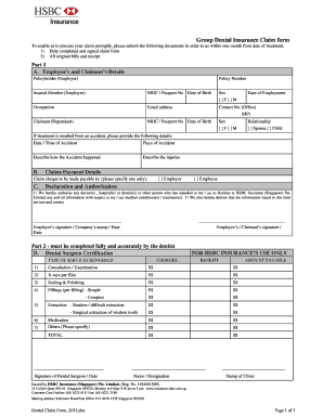 Hsbc Dental Insurance  Form