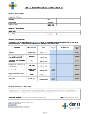 Denis Dental Insurance  Form