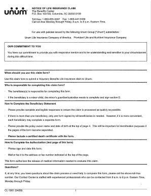 Unum Cl 1061 Form