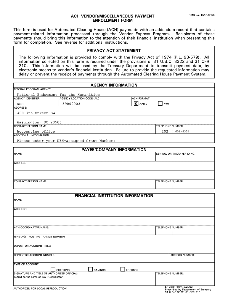 Fillable Ach Form