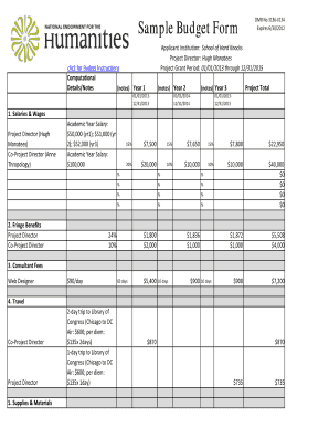 Grant Budget Example  Form