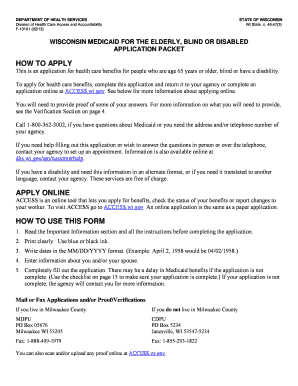 Wisconsin Medicaid for the Elderly Blind or Disabled Application Form