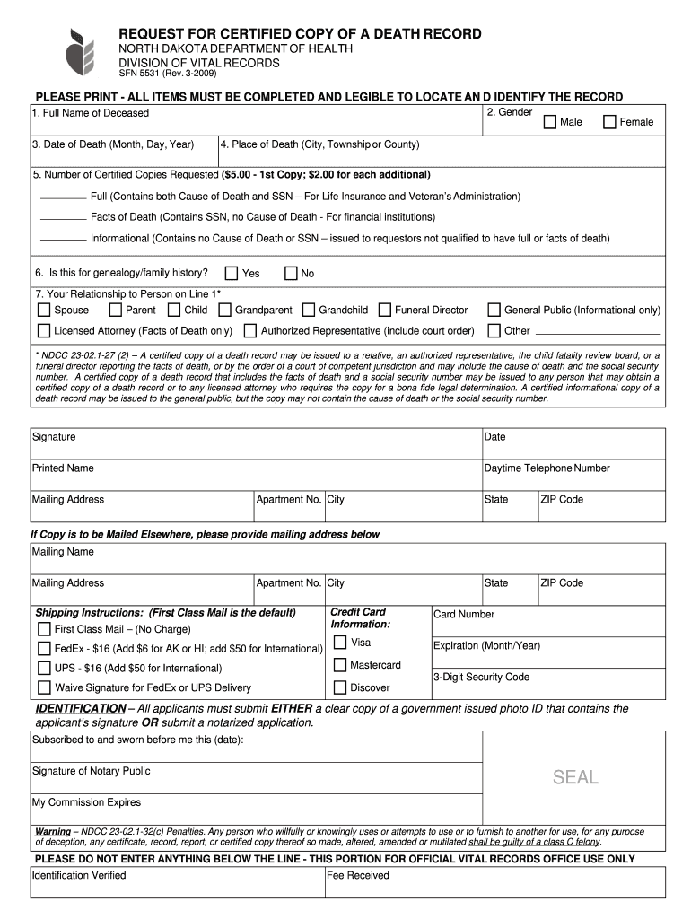 INSTRUCTIONS for OBTAINING a CERTIFIED COPY of a Ndhealth  Form