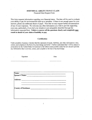 Epa Financial Data Request Form