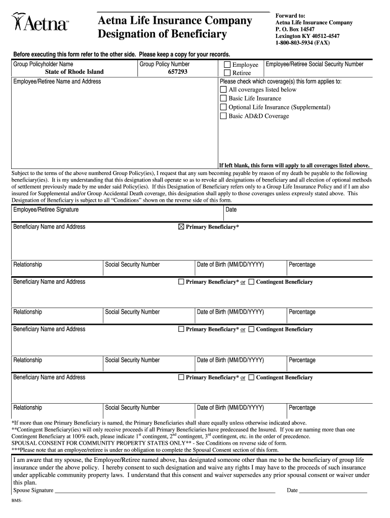 Generic Life Insurance Beneficiary Form