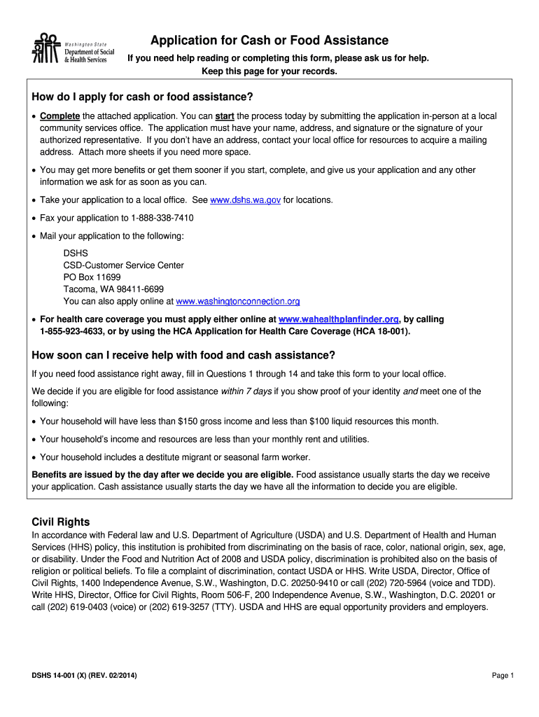  Dshs Application Fillable Form 2020-2024