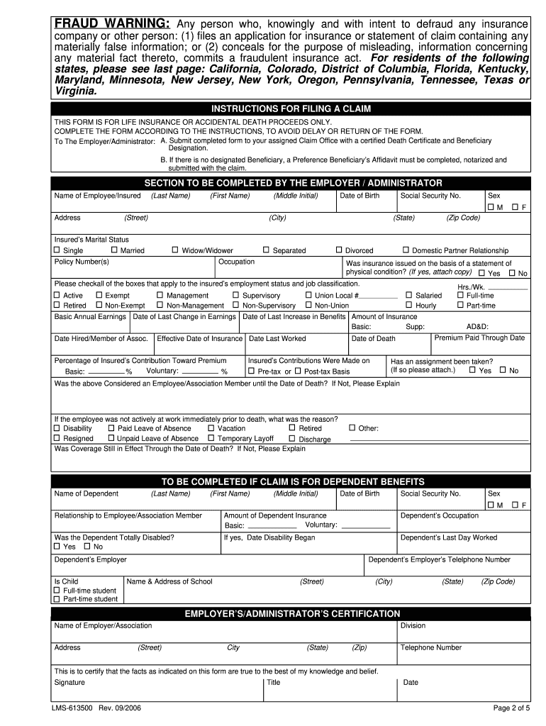  Cigna Life Insurance Claim Form 2006-2024