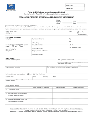 Aig Critical Illness Claim Form